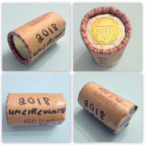 Canada 2018 '100th Anniversary Armistice 1918-2018' Roll of 25 x $2 Toonies! - Picture 1 of 16